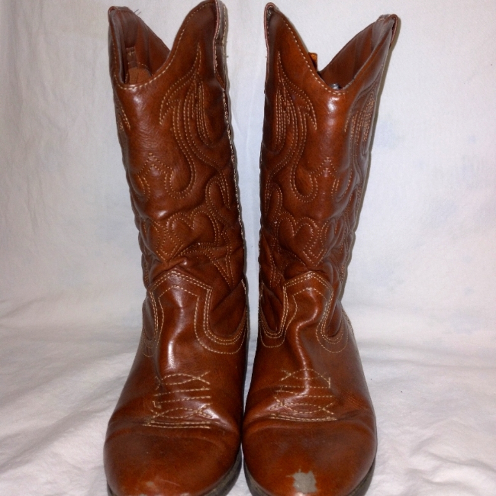Faded Glory Brown Cowboy Boots, Size 3